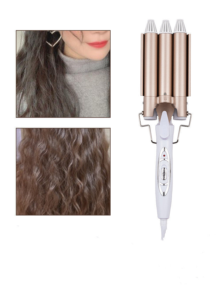 Roll Head Curling Iron Golden Three Rod