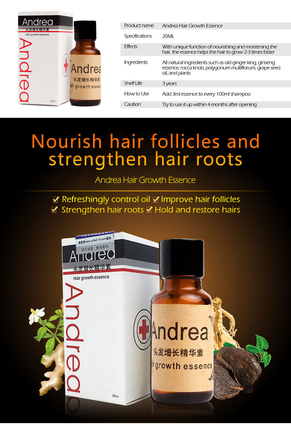 Hair Growth Serum – 20ml Anti‑Hair Loss Liquid with Keratin & Dense Hair Care