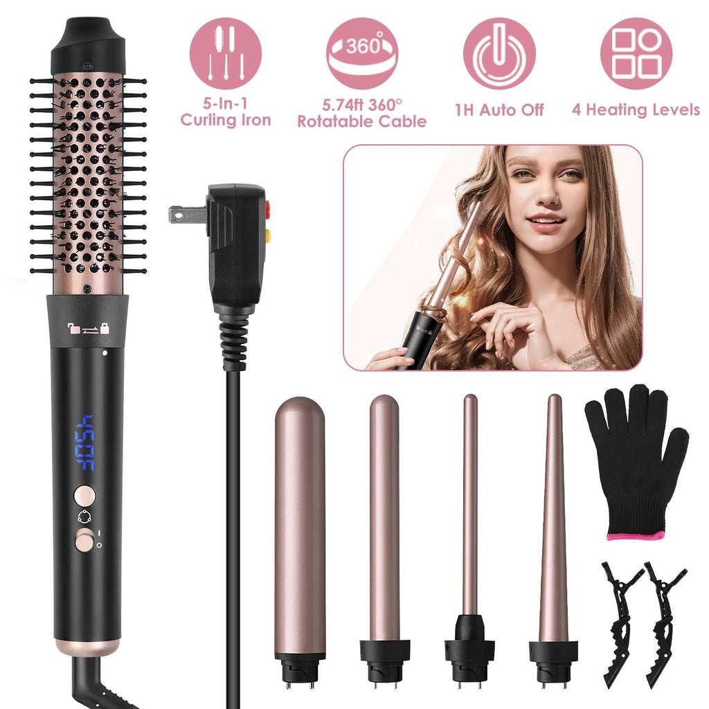 Professional Curling Iron Set – 5 Interchangeable Barrels