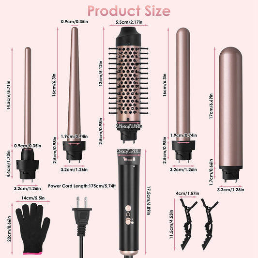 Professional Curling Iron Set – 5 Interchangeable Barrels
