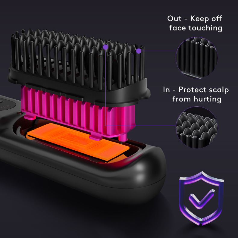 2‑in‑1 Wireless Hair Straightener Brush Fast Heating Curler