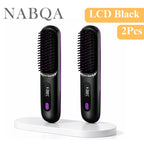 2‑in‑1 Wireless Hair Straightener Brush Fast Heating Curler