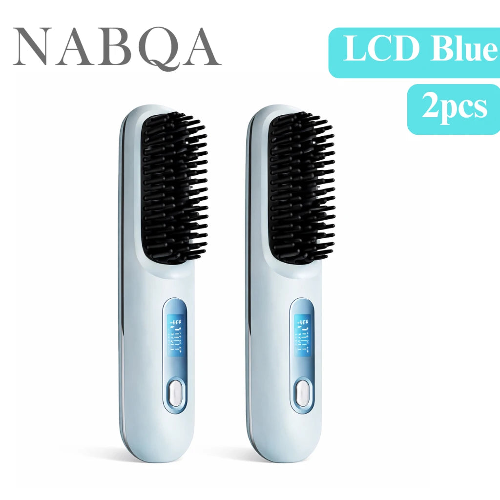 2 In 1 Straight Hair Comb Wireless Hair Straightener Brush Hair Fast Heating Portable Hot Curler USB Charging
