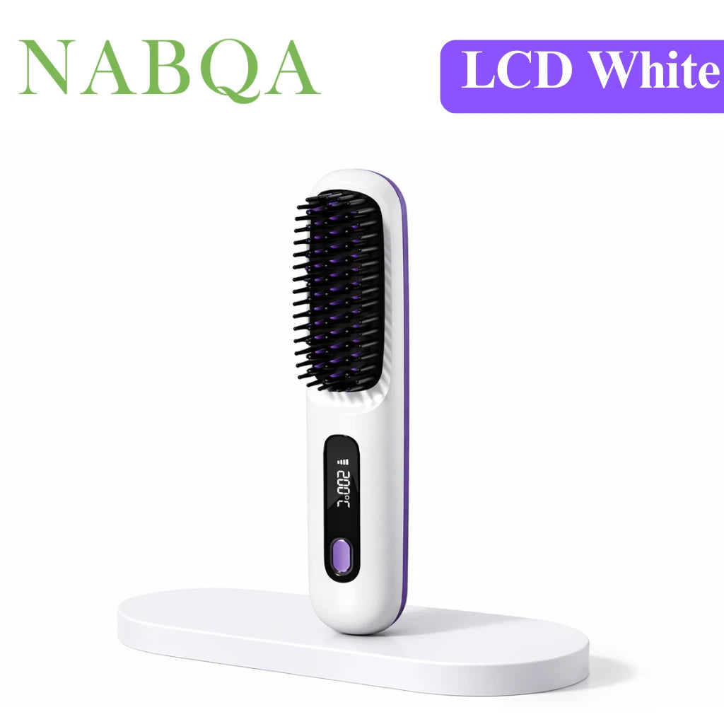 2‑in‑1 Wireless Hair Straightener Brush Fast Heating Curler
