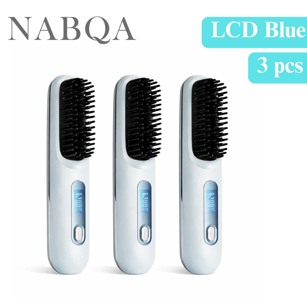2‑in‑1 Wireless Hair Straightener Brush Fast Heating Curler