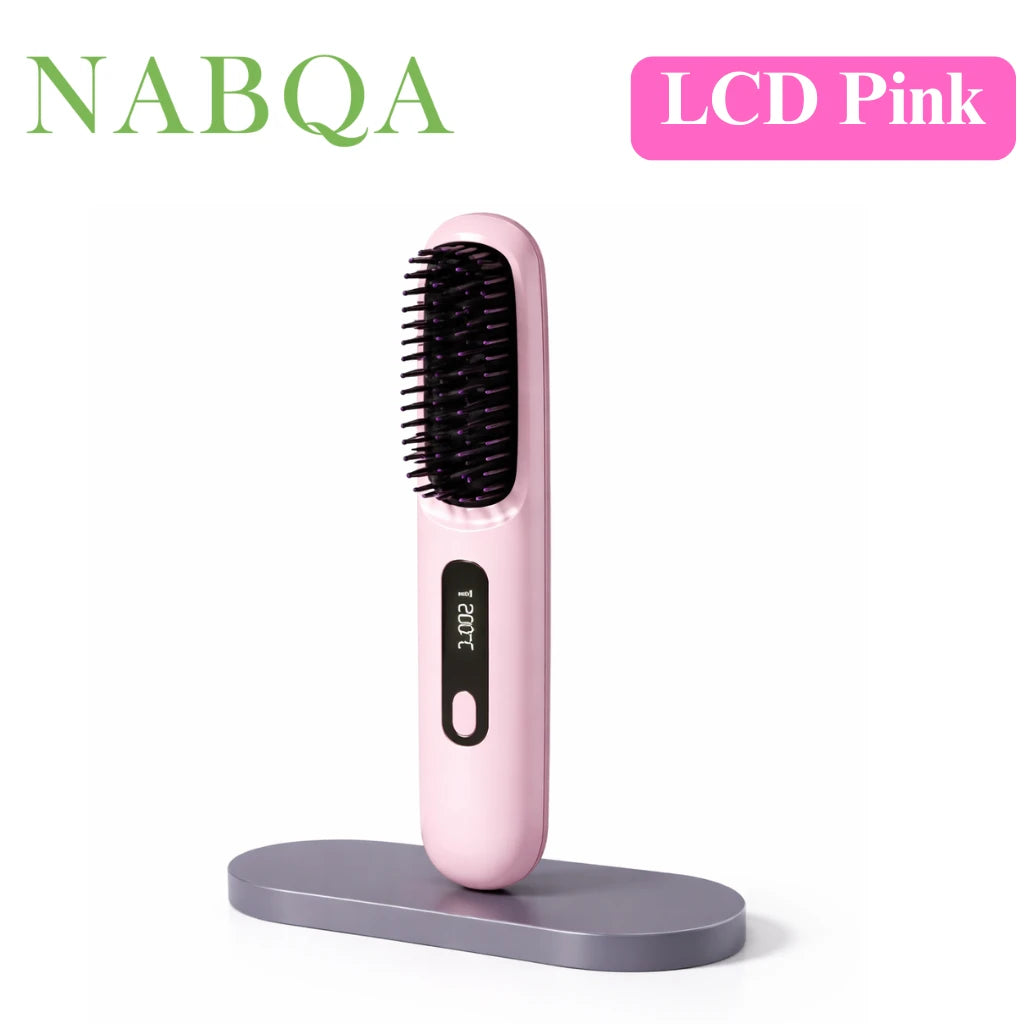 2‑in‑1 Wireless Hair Straightener Brush Fast Heating Curler