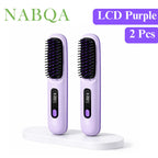 2‑in‑1 Wireless Hair Straightener Brush Fast Heating Curler