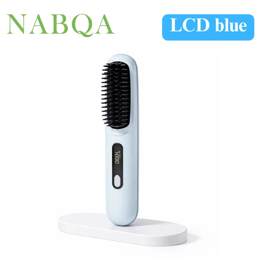 2 In 1 Straight Hair Comb Wireless Hair Straightener Brush Hair Fast Heating Portable Hot Curler USB Charging