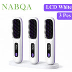 2‑in‑1 Wireless Hair Straightener Brush Fast Heating Curler