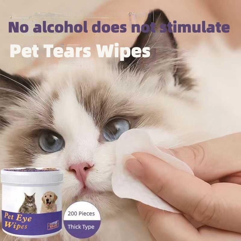Pet Eye Wipes 200 Count Tear Stain Remover for Dogs & Cats