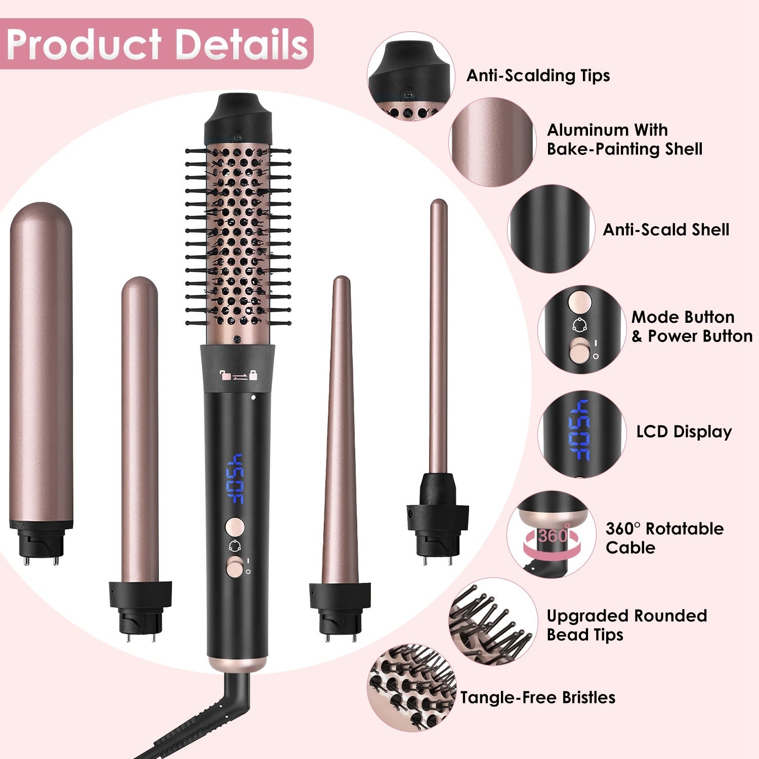 Professional Curling Iron Set – 5 Interchangeable Barrels