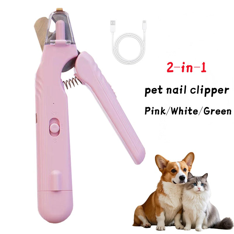 Dog & Cat Nail Clippers – 2‑in‑1 LED Grooming Tool