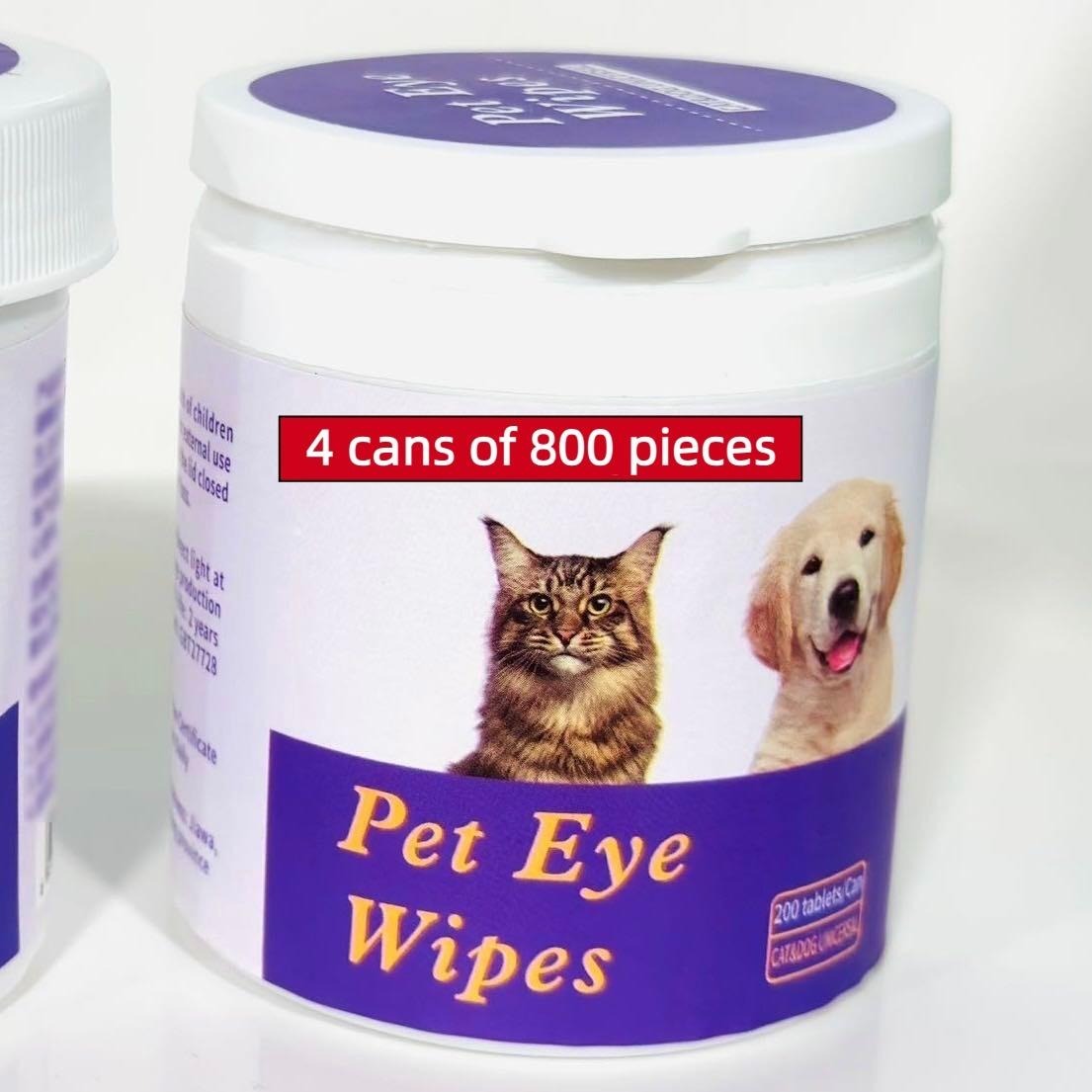 Pet Eye Wipes 200 Count Tear Stain Remover for Dogs & Cats