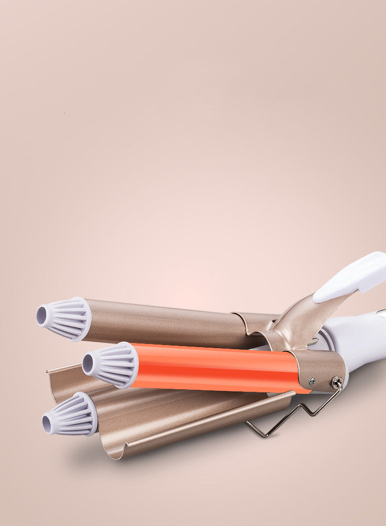 Roll Head Curling Iron Golden Three Rod