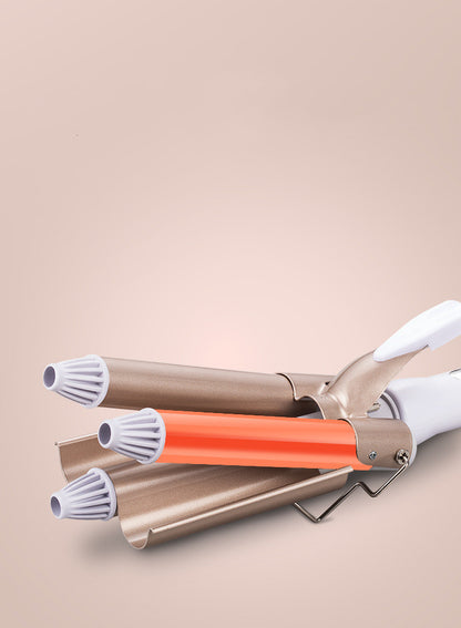 Roll Head Curling Iron Golden Three Rod