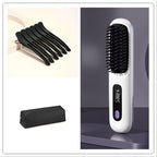 2‑in‑1 Wireless Hair Straightener Brush Fast Heating Curler