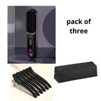 2‑in‑1 Wireless Hair Straightener Brush Fast Heating Curler