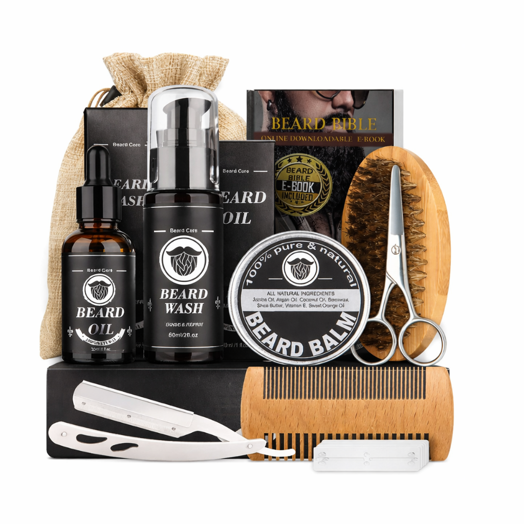 Men's Beard Grooming Kit Beard Roller Cleaning Disinfectant