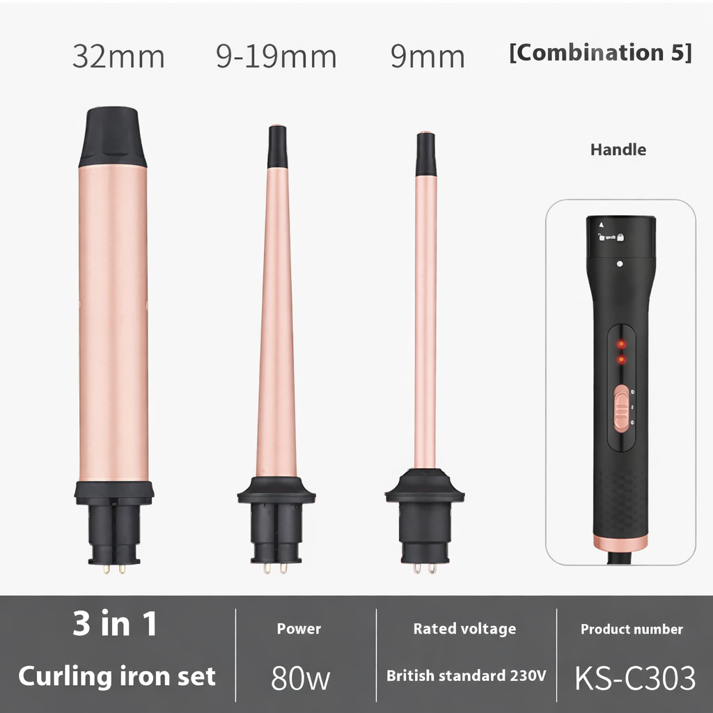 Big Wave Hair Curler – 3‑in‑1 Set