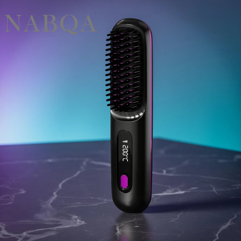 2‑in‑1 Wireless Hair Straightener Brush Fast Heating Curler